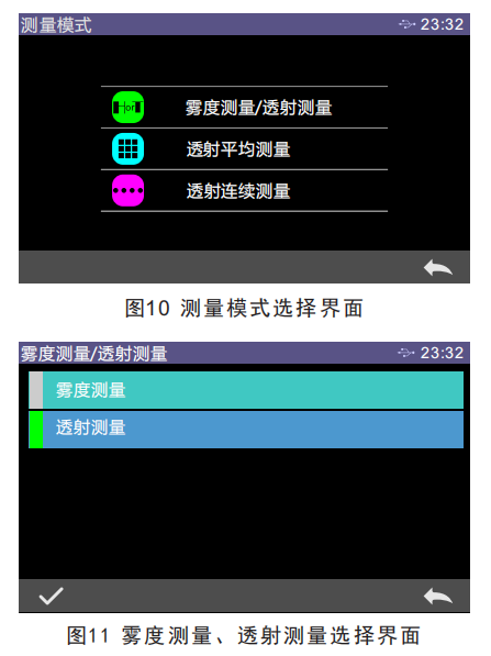 霧度測(cè)量模式選擇界面